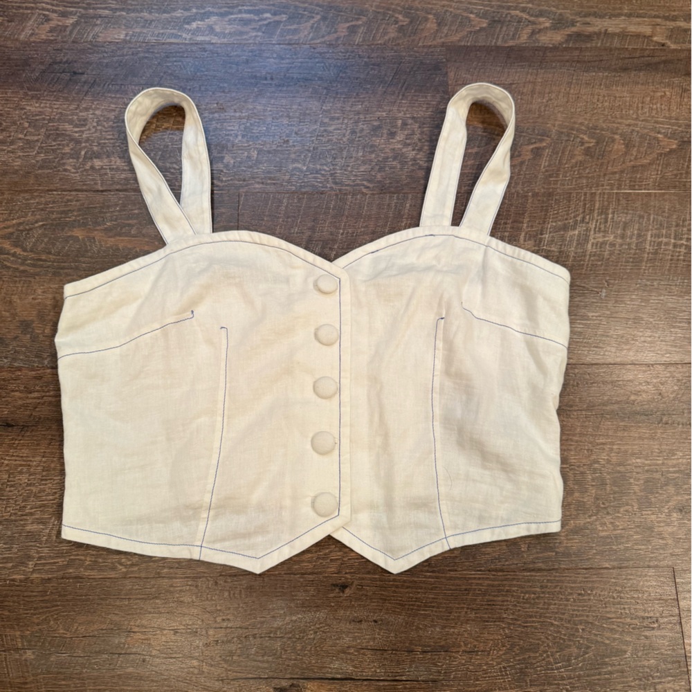 Anthropologie Cream Fitted Bustier Tank Top
